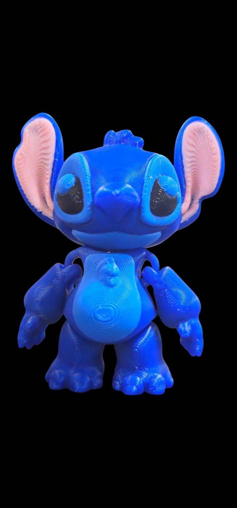 Mini blue Stitch figure with big pink ears